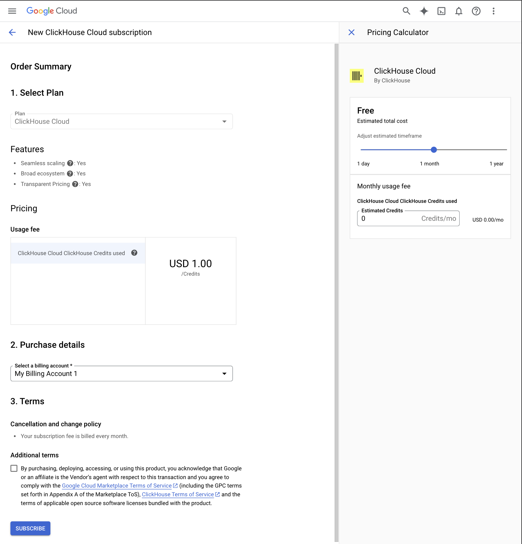 Настройка подписки в GCP Marketplace